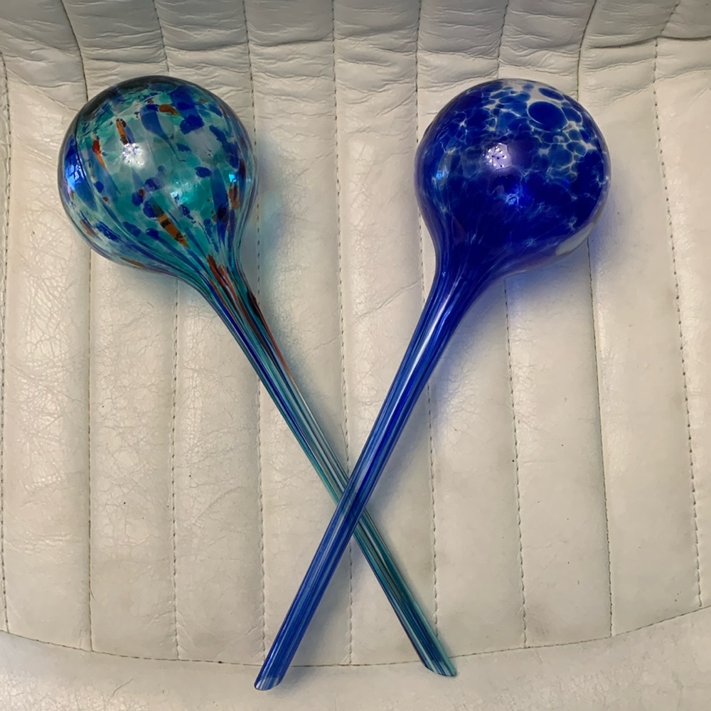 Blown Glass Plant Watering Bulbs - Set of 2